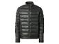 Dunkelgrüne gesteppte Herren-Pufferjacke mit Stehkragen und Reißverschluss.