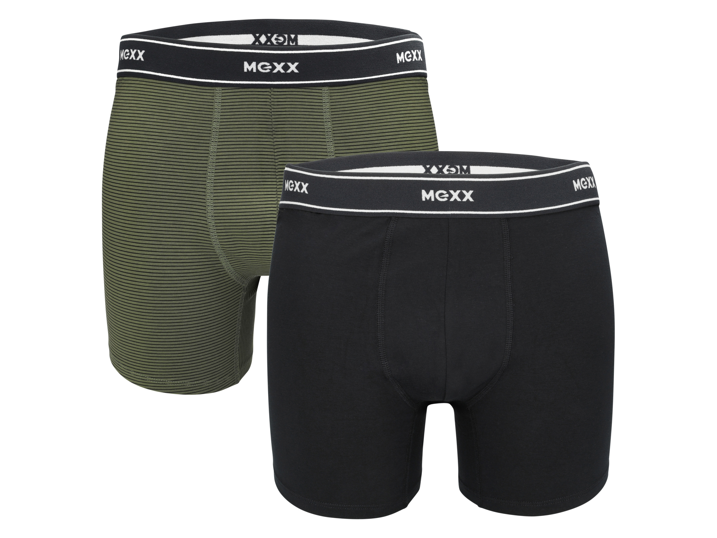MEXX Herren Boxer, 2er-Pack (Streifen/navy/olivgrün, L)