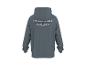 Grauer Hoodie mit dem Aufdruck 'THE DENIM CLUB Crafted Garments ORIGINAL DENIMS FOR MEMBERS ONLY EST. 1973' auf dem Rücken.