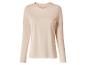 Hellbeiges Damen-Langarmshirt mit V-Ausschnitt