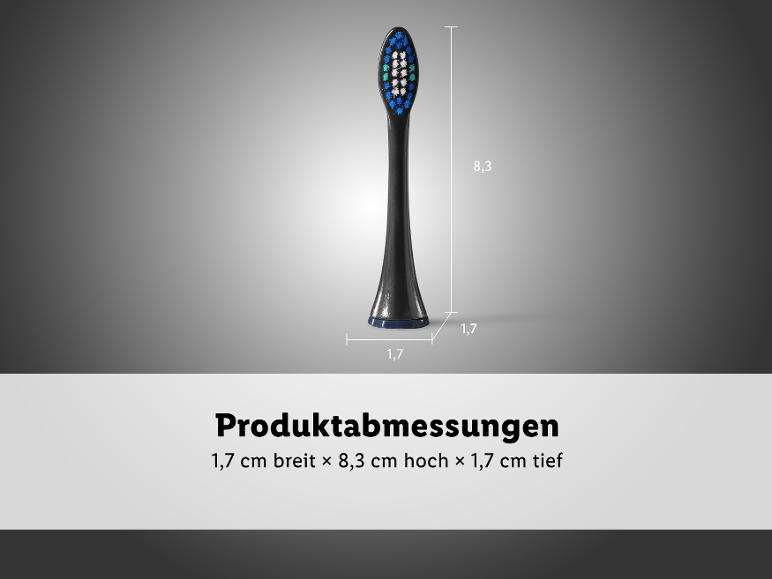 DENTALUX® Ersatzzahnbürstenköpfe 'DZKS 6 C1' mit Produktabmessungen: 1,7 x 8,3 x 1,7 cm.