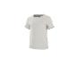 Weißes Kurzarm-T-Shirt mit gesticktem Herz auf der Brust.