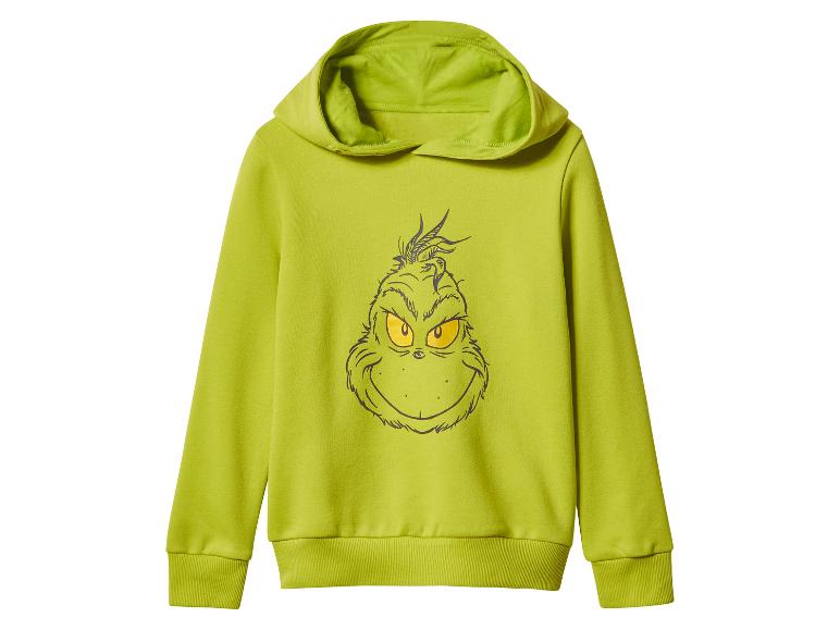 Grüner Kapuzenpullover mit Grinch-Gesichtsdruck