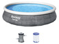 Ein Bestway Fast Set Schwimmbecken mit Filterpumpe und Filterkartusche.