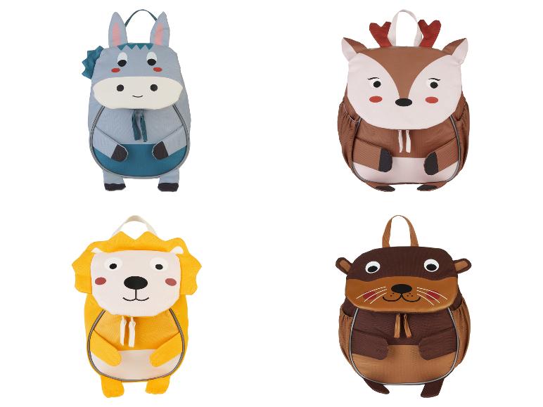 Kinderrucksäcke: Esel, Rentier, Löwe, Otter.