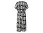 Langes Sommerkleid mit kurzen Ärmeln und Ikat-Muster.