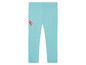 Hellblaue Leggings mit Regenbogen-Druck.