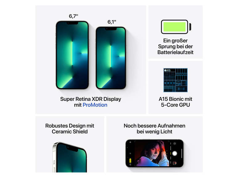 Gehe zu Vollbildansicht: Apple iPhone 13 Pro Max 5G Smartphone - Dual-SIM - OLED-Display - 6.7" - 2778 x 1284 Pixel (120 Hz) - Bild 89