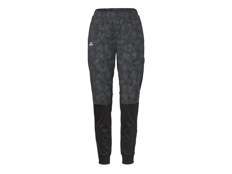 Schwarz-graue Sporthose mit Muster, elastischem Bund und gerippten Knöcheln.