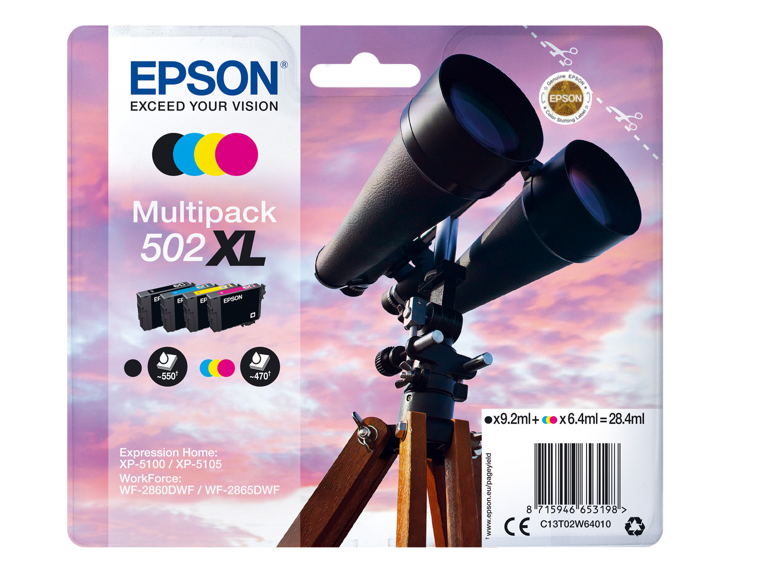EPSON »502 XL« Fernglas Multipack Tintenpatronen Schwa…
