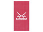 Ein rosa Handtuch mit dem Sansibar-Logo.