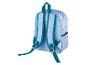 Hellblauer Kinderrucksack mit Blumenmuster.