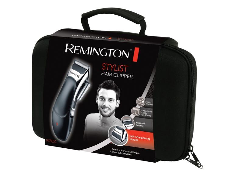 Remington Stylist Haarschneider in schwarzer Tasche.