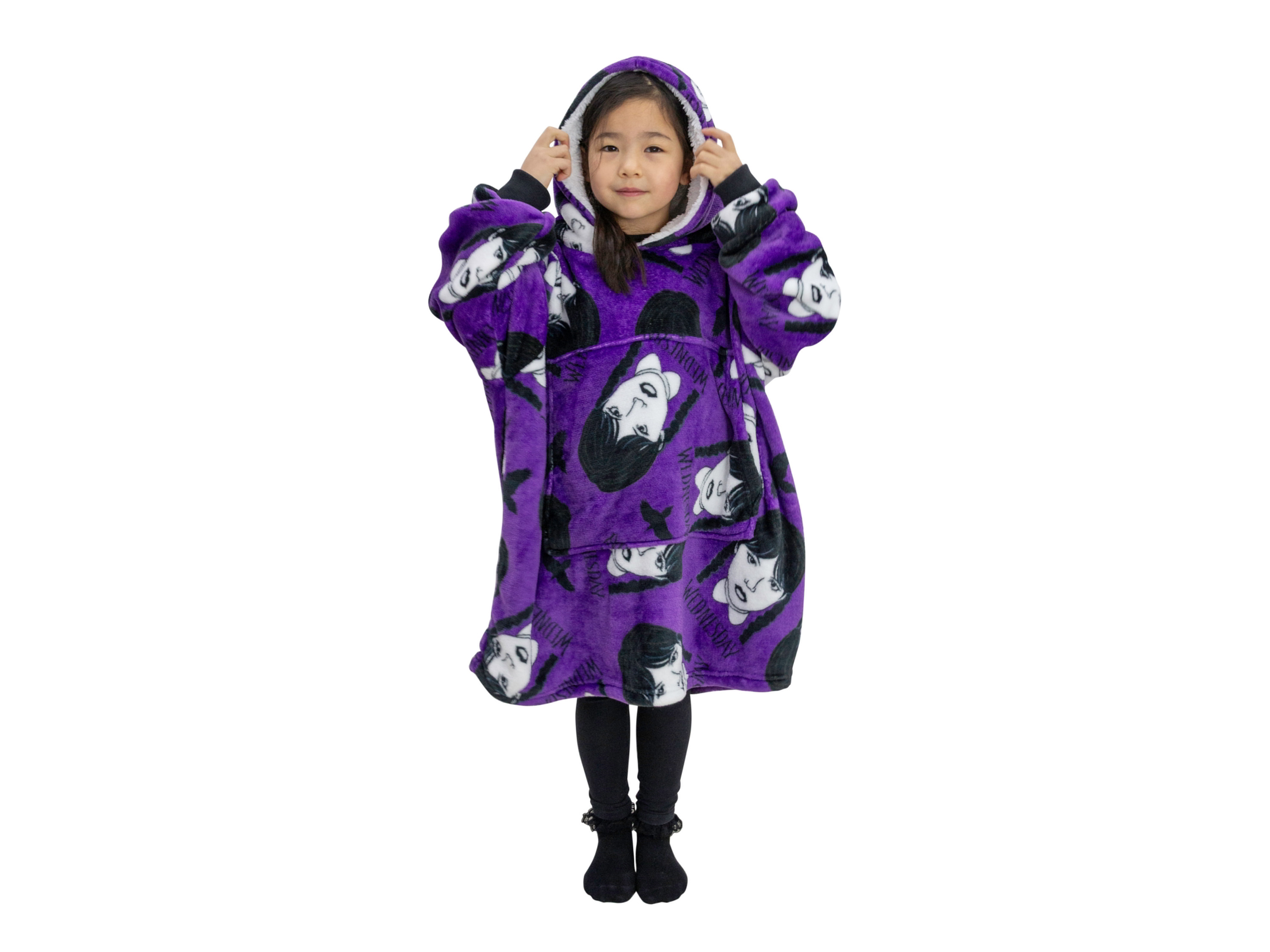 Kinder Hugzee Hoodie Decke Lizenz Wednesday (Lila) – Bild 4 von 4
