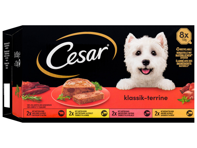 Gehe zu Vollbildansicht: Cesar Hundenassfutter Klassik Terrine Multipack, 8 x 150 g - Bild 1