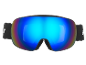 Skibrille mit blau verspiegelten Gläsern und schwarzem Band, Aufschrift 'S3 SPEQ GmbH'