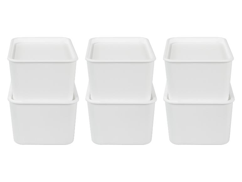 W5 Boxen mit Deckeln, 3 Sets aus je 2 gestapelten Boxen.