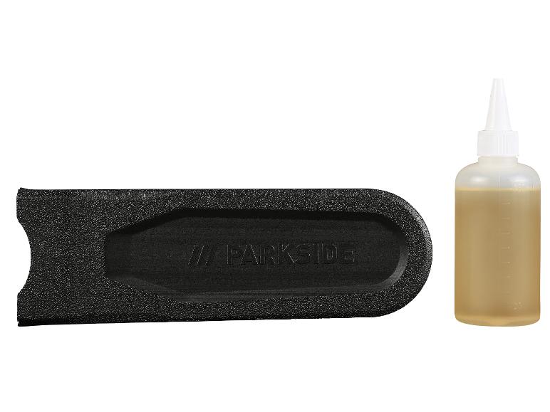 Parkside Kettensägen Zubehör mit Ölkanister.