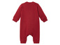 Ein dunkelroter Baby-Overall mit langen Ärmeln.
