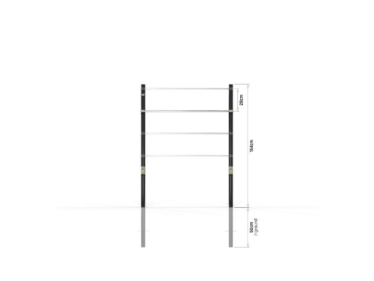 Fußballtorpfosten mit Netz, 154 cm hoch, 28 cm breit, 50 cm im Boden.