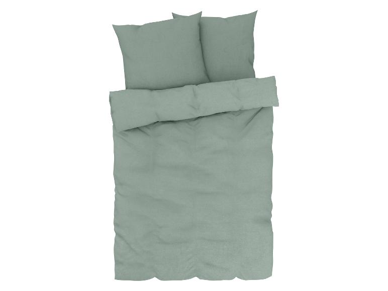 Graugrüne Bettwäsche: Bettbezug, Kissenbezüge.
