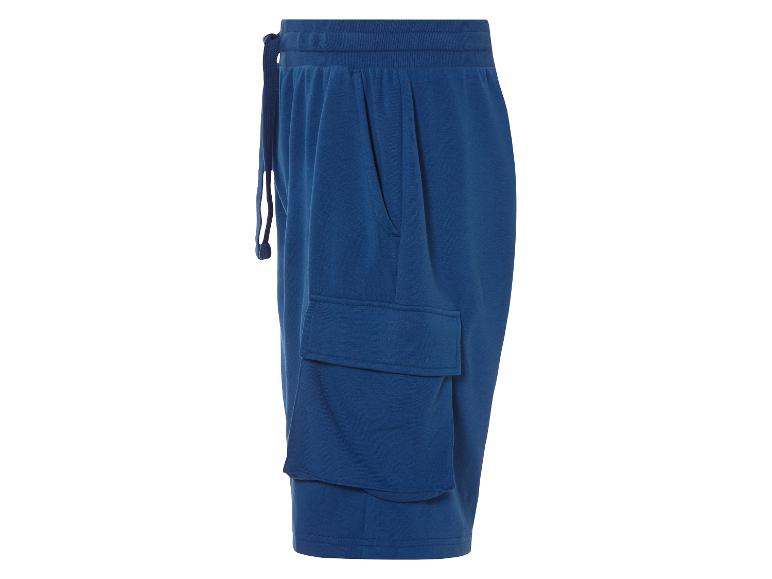 Dunkelblaue Cargo-Shorts aus Sweatstoff.