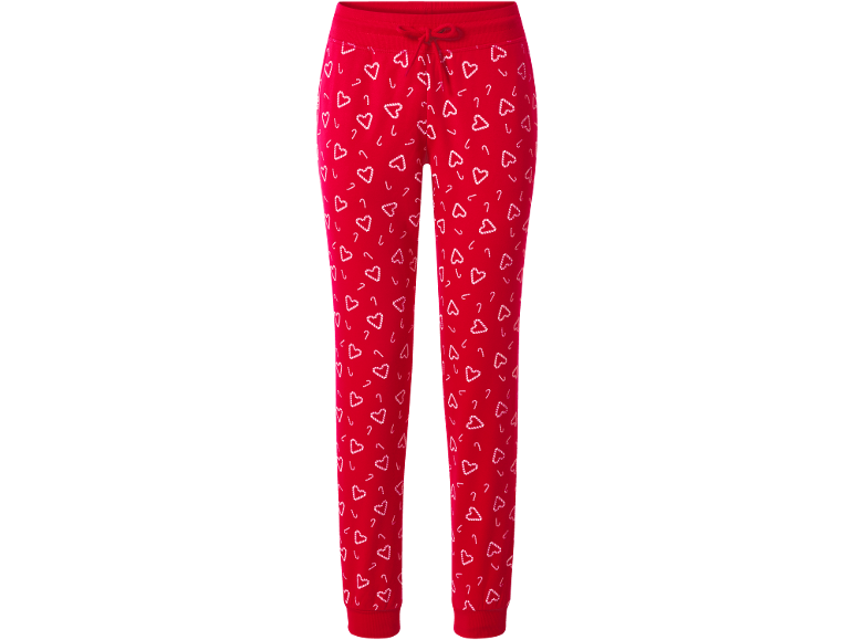 Rote Damen-Jogginghose mit Herz- und Zuckerstangen-Muster