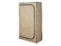 Tragbarer Stoffkleiderschrank in Beige mit Reißverschluss.