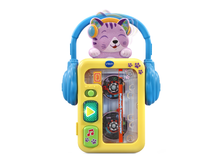 VTech Spielzeug: Kassettenspieler mit Kätzchen und Kopfhörern.
