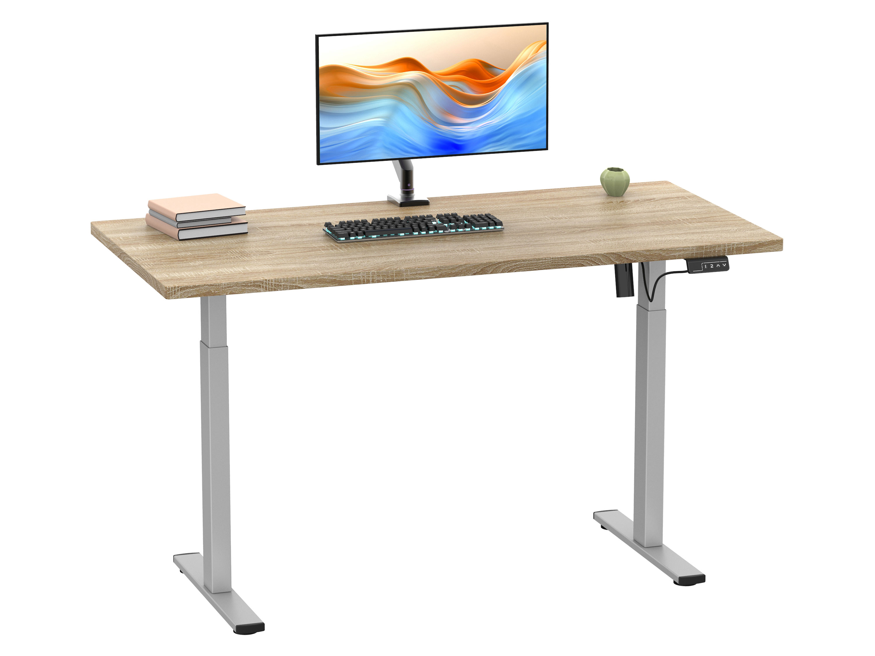 Thumbnail - VCM Schreibtisch E-Lona (Sonoma-Eiche/Silber, 160 x 80 cm)