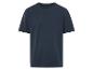 Dunkelblaues T-Shirt mit kurzen Ärmeln.