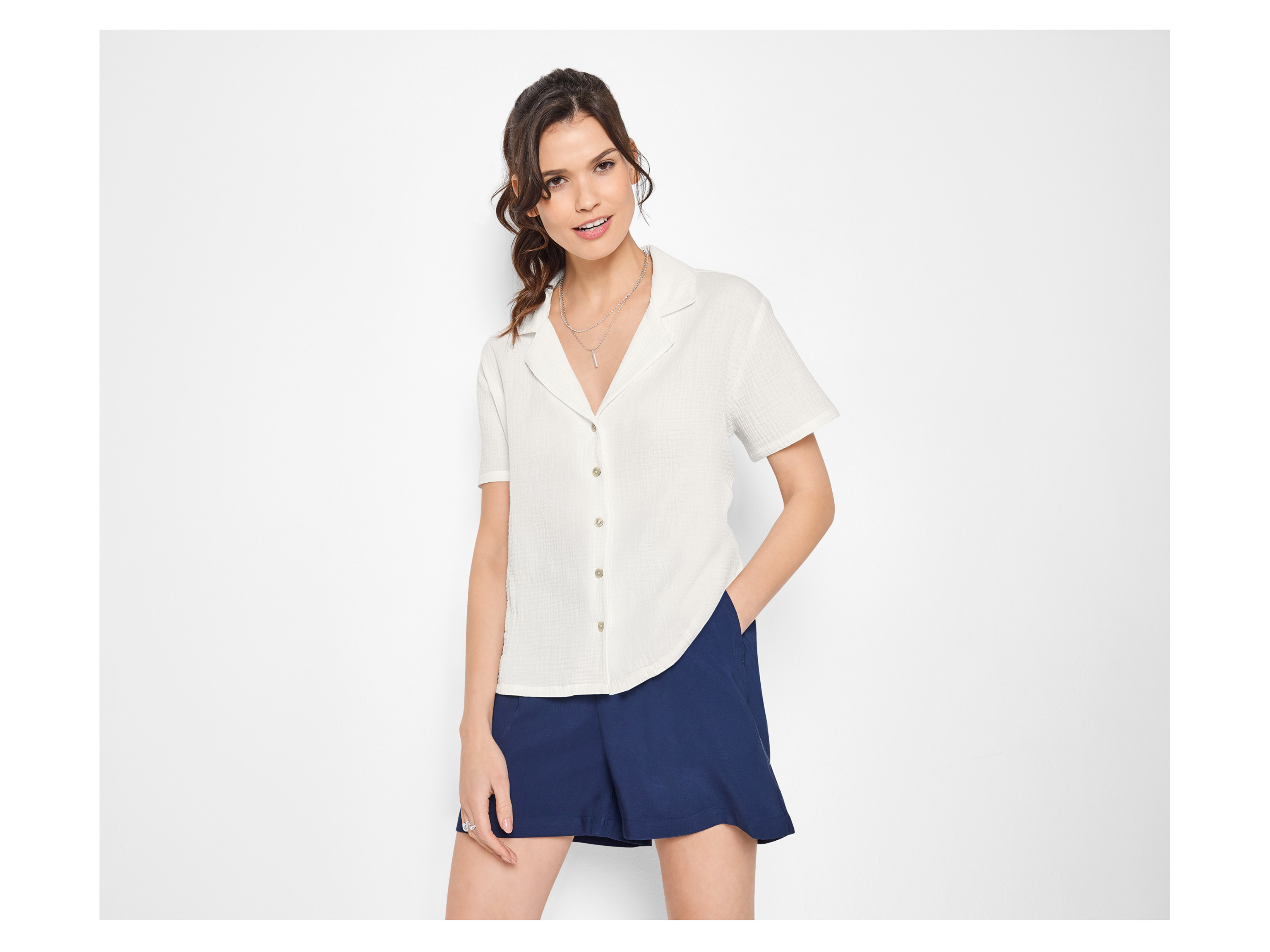 ESMARA® Damen Musselin-Bluse (Weiß, XS(32/34)) – Bild 2 von 4
