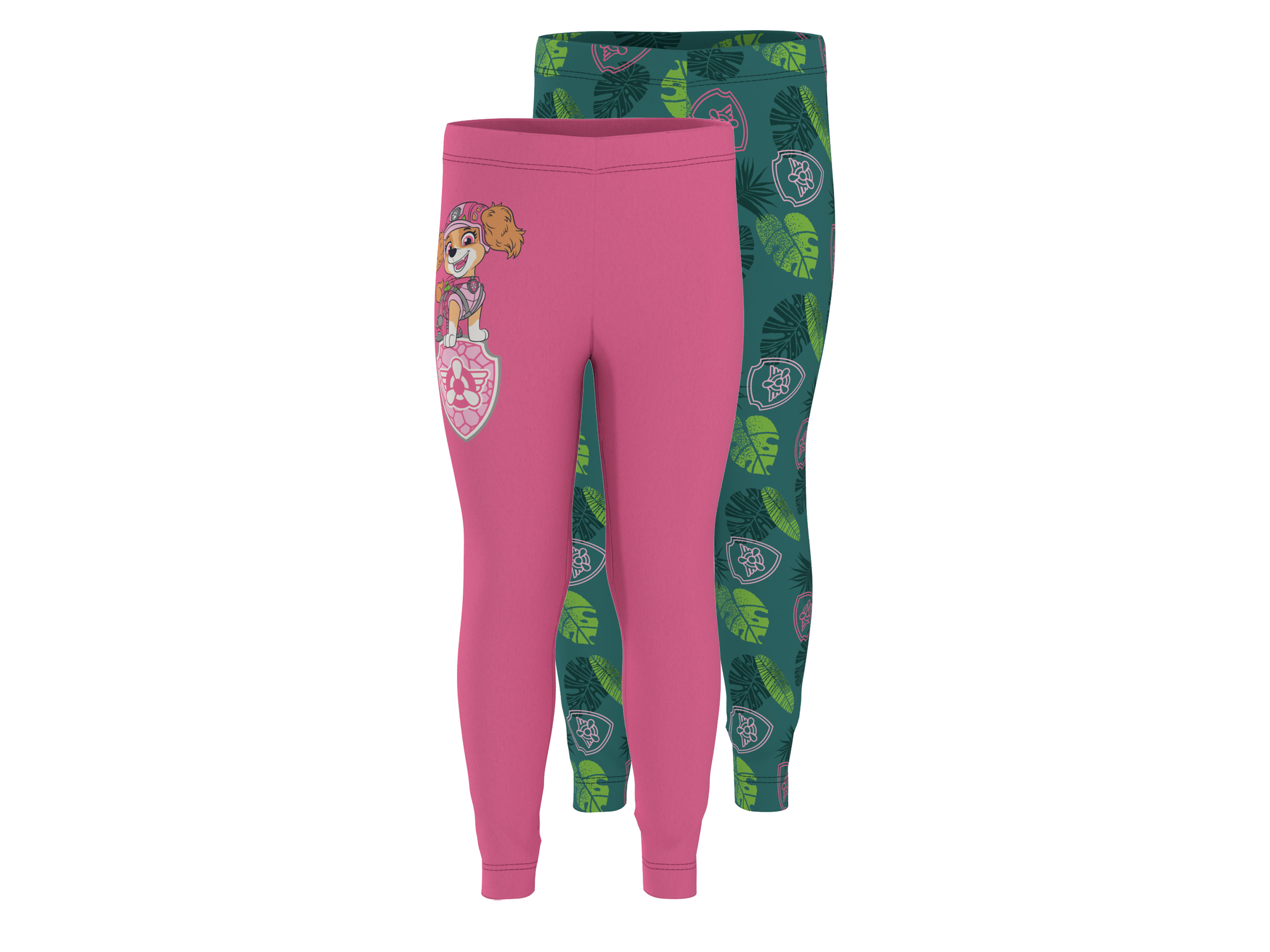 LUPILU® Kleinkinder Leggings, 2 Stück (pink/grün, 122/128)