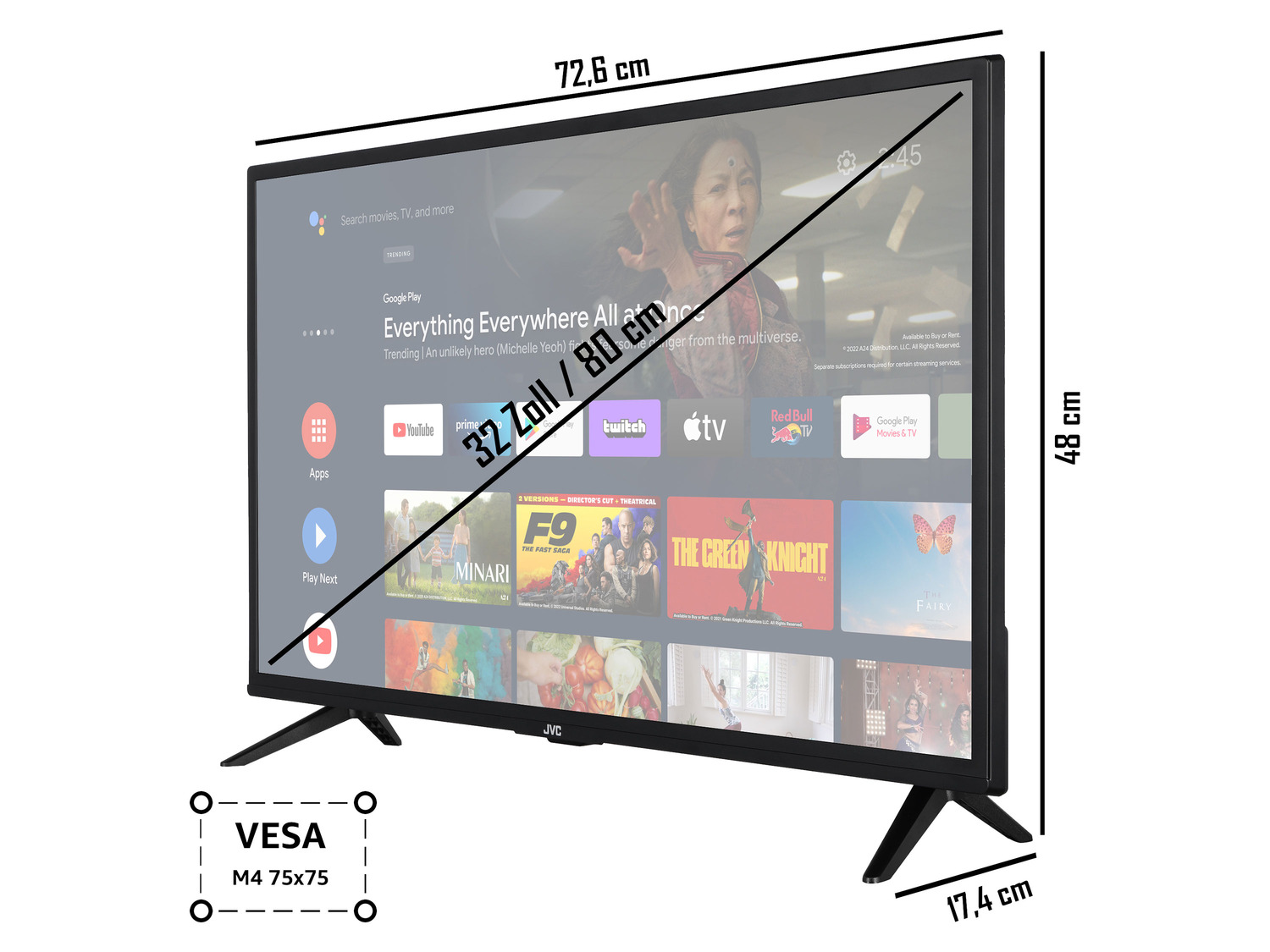 JVC Fernseher »LT-32VAH3255« 32 Zoll HD ready Smart TV