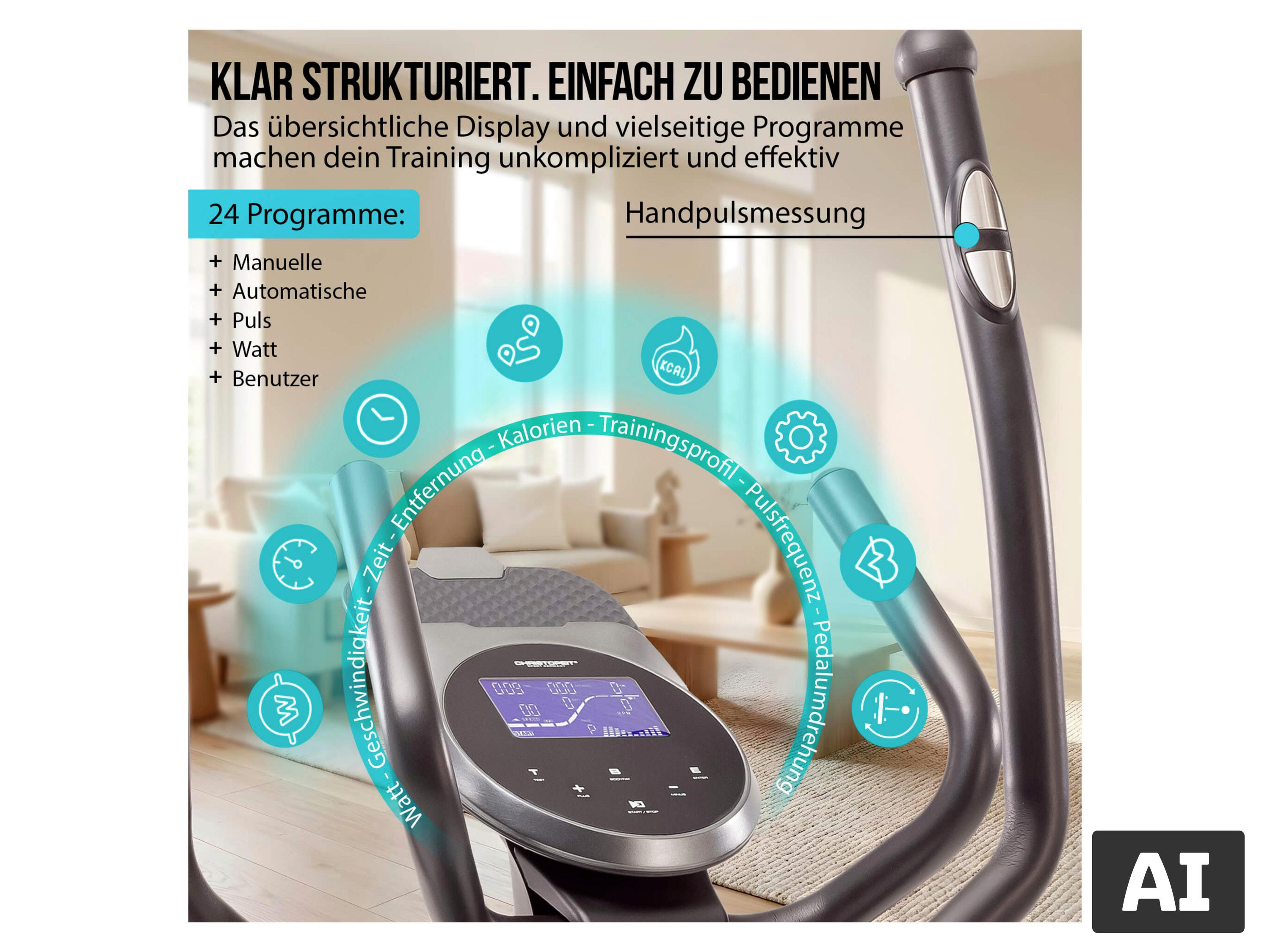 CHRISTOPEIT Crosstrainer Ergometer »EL 8000«, Kinomap App – Bild 3 von 4