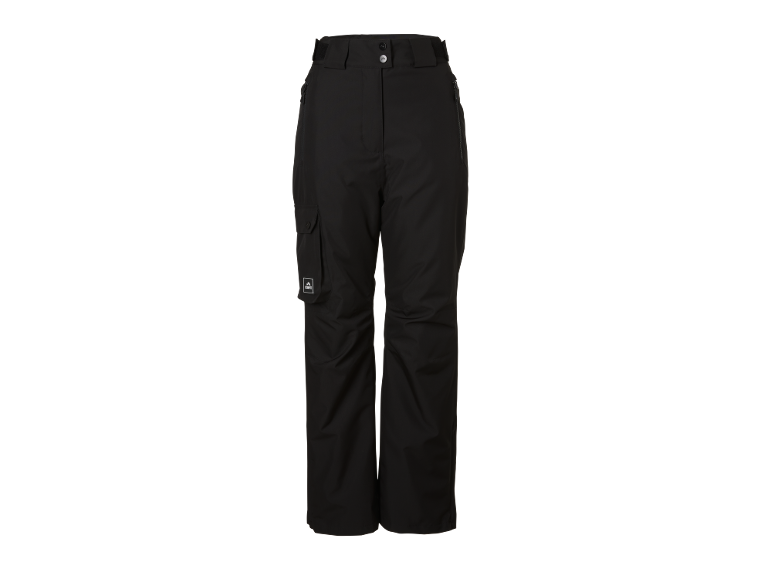 Schwarze Skihose mit Taschen und verstellbarem Bund.