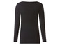 Schwarzes Langarmshirt mit Rundhalsausschnitt.
