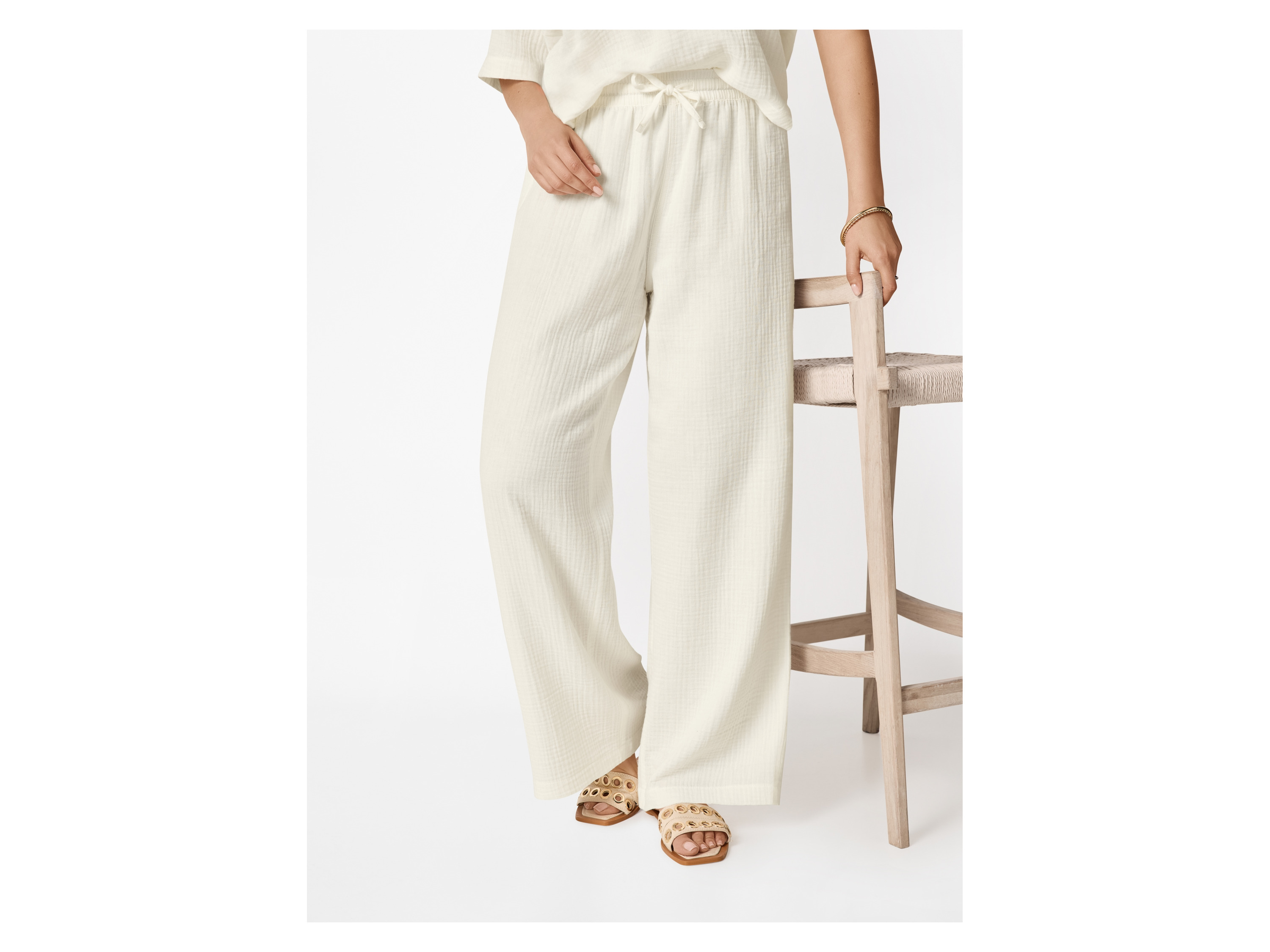 ESMARA® Damen Musselin-Hose (Weiß, L(44/46)) – Bild 2 von 4