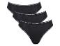 Dreierpack schwarze Slips mit weißer Spitzenborte.