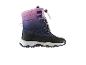 Kinder-Winterstiefel in Pink und Lila mit Schnürsenkeln.