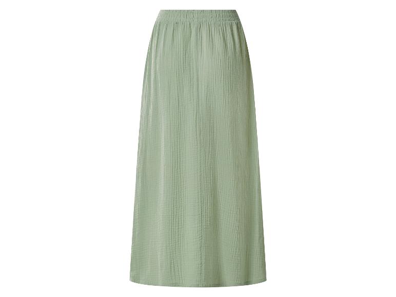 Langer hellgrüner Maxirock mit elastischem Bund und gekreppter Textur