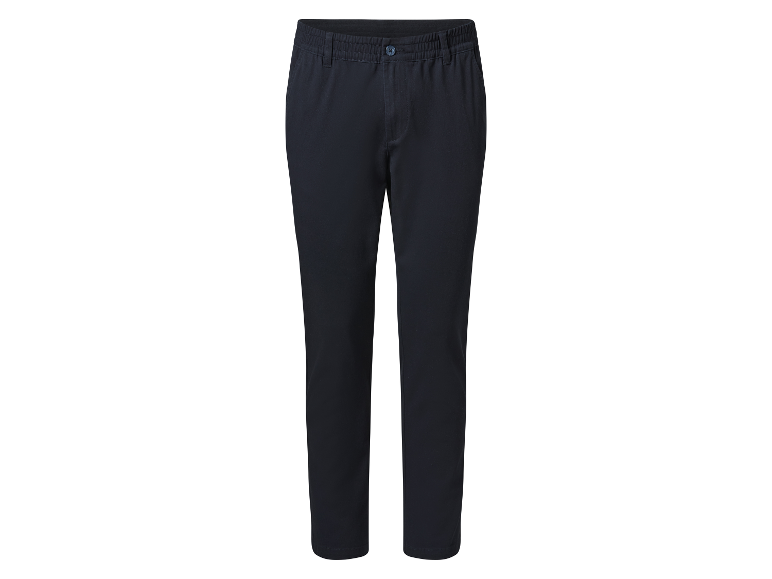 Dunkelblaue Hose mit elastischem Bund.