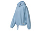Hellblauer Hoodie mit Kapuze und Kordelzug.