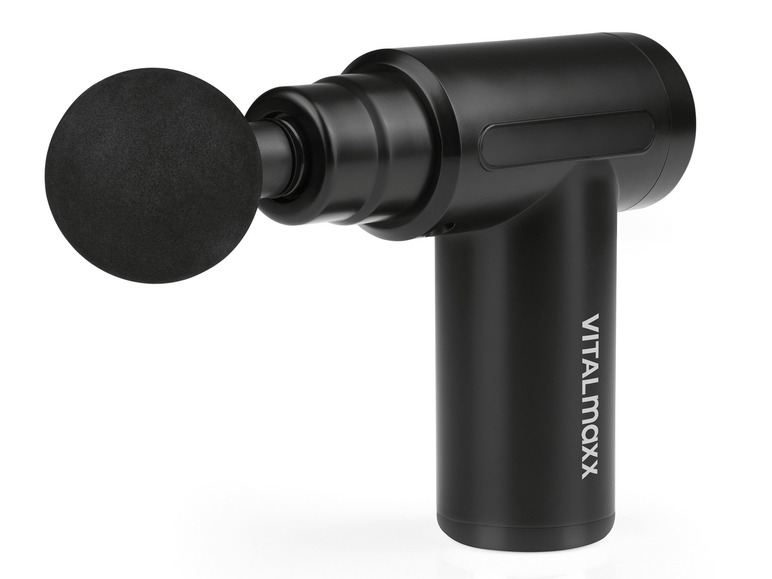 Ein schwarzes Vitalmaxx Massagepistole.