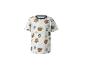 Weißes Kinder-T-Shirt mit Teddybären mit Mützen und Fußbällen.