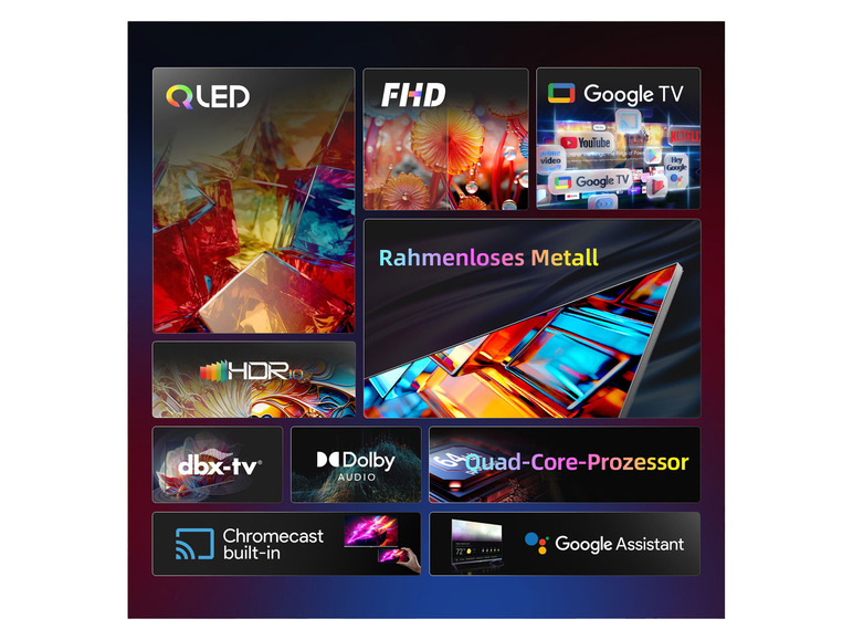 QLED-Fernseher mit Google TV, HDR10, Dolby Audio und integriertem Chromecast