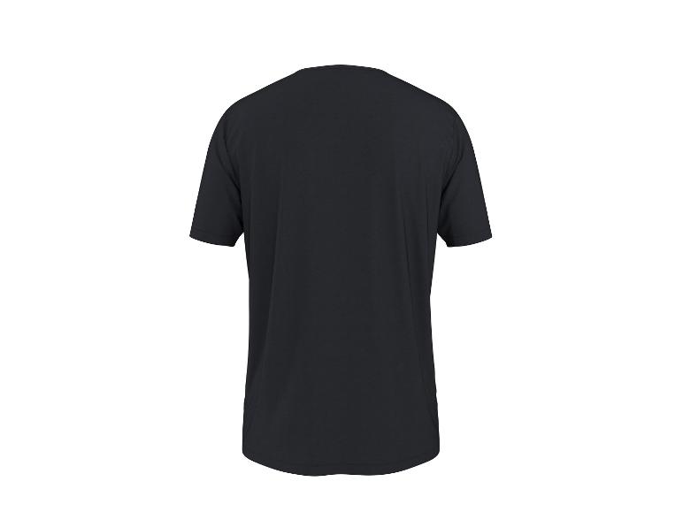 Einfarbiges schwarzes Herren-T-Shirt, Rückansicht.