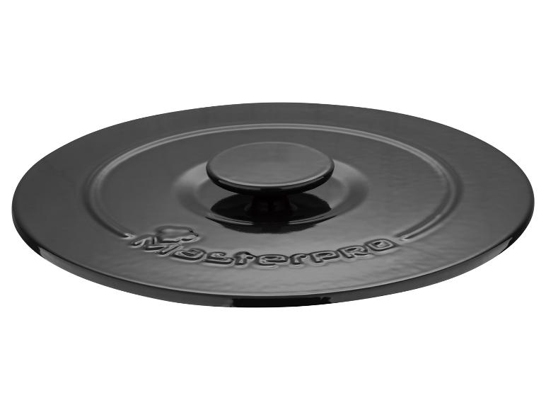 Ein schwarzer Deckel für einen MasterPro Topf.
