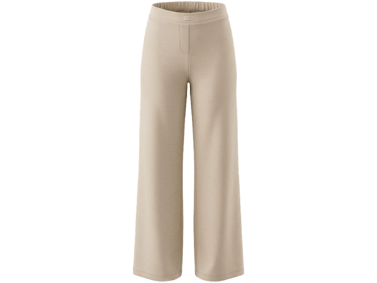 Beige Damen-Weitbeinhose mit elastischem Bund