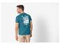 Marineblaues Herren-T-Shirt, Surf-Stil, Palmen- und Wellenprint.
